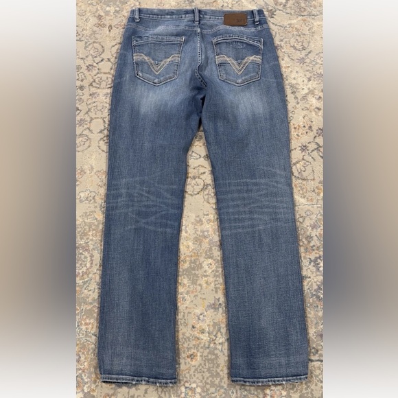BKE Buckle Nolan Straight Leg 5 Pocket Jeans Mens 34L Stretch Denim Distressed - Picture 2 of 16
